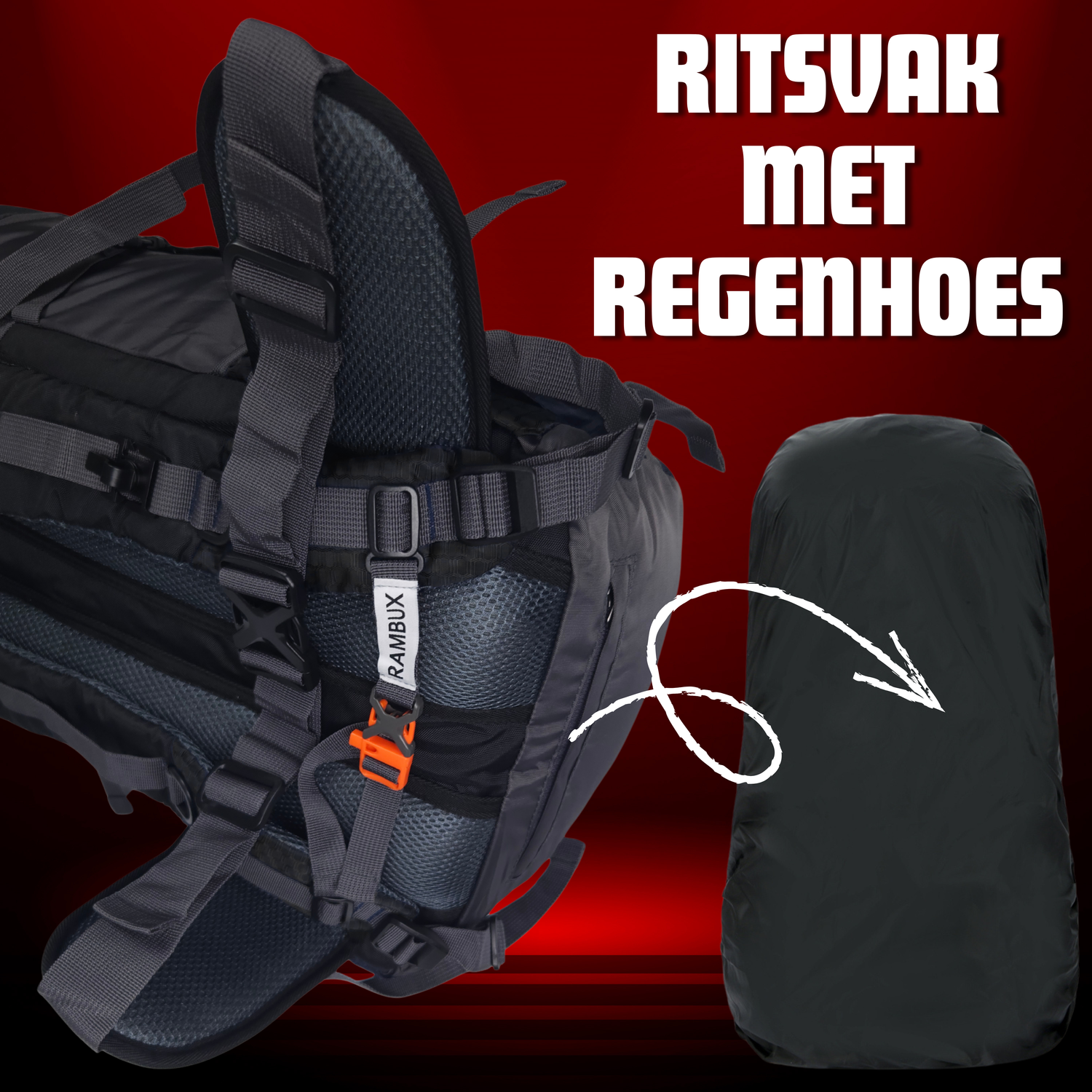 60L Trekking Rugzak Zwart