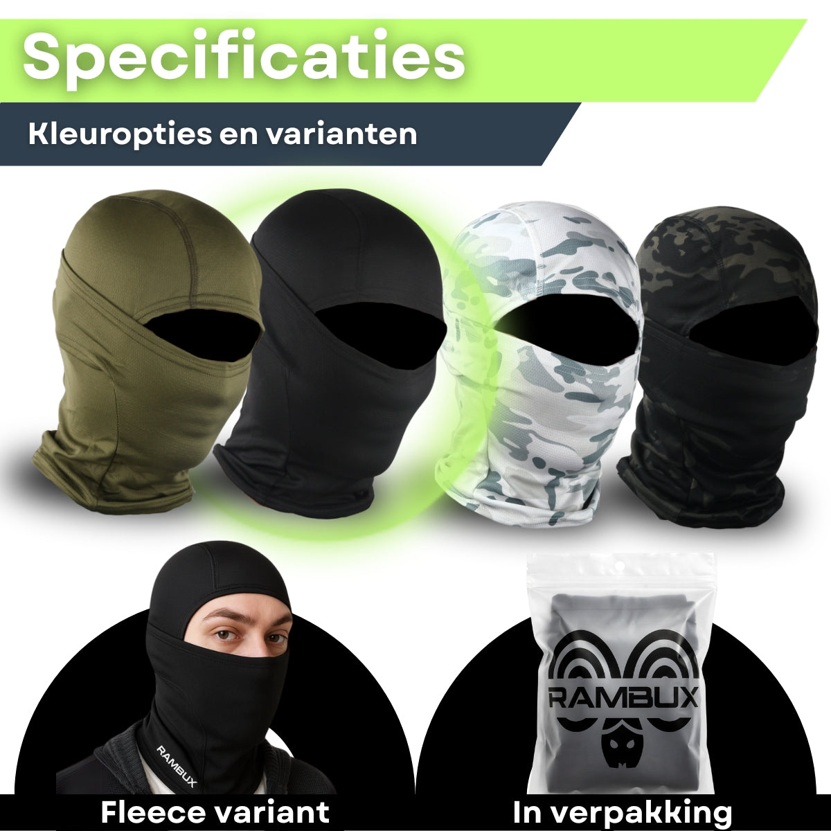 Balaclava Helm Muts Bivakmuts Camo Zwart