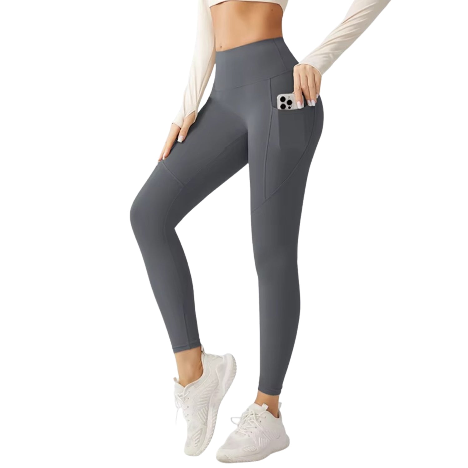 Sportlegging Dames Antraciet High Waist