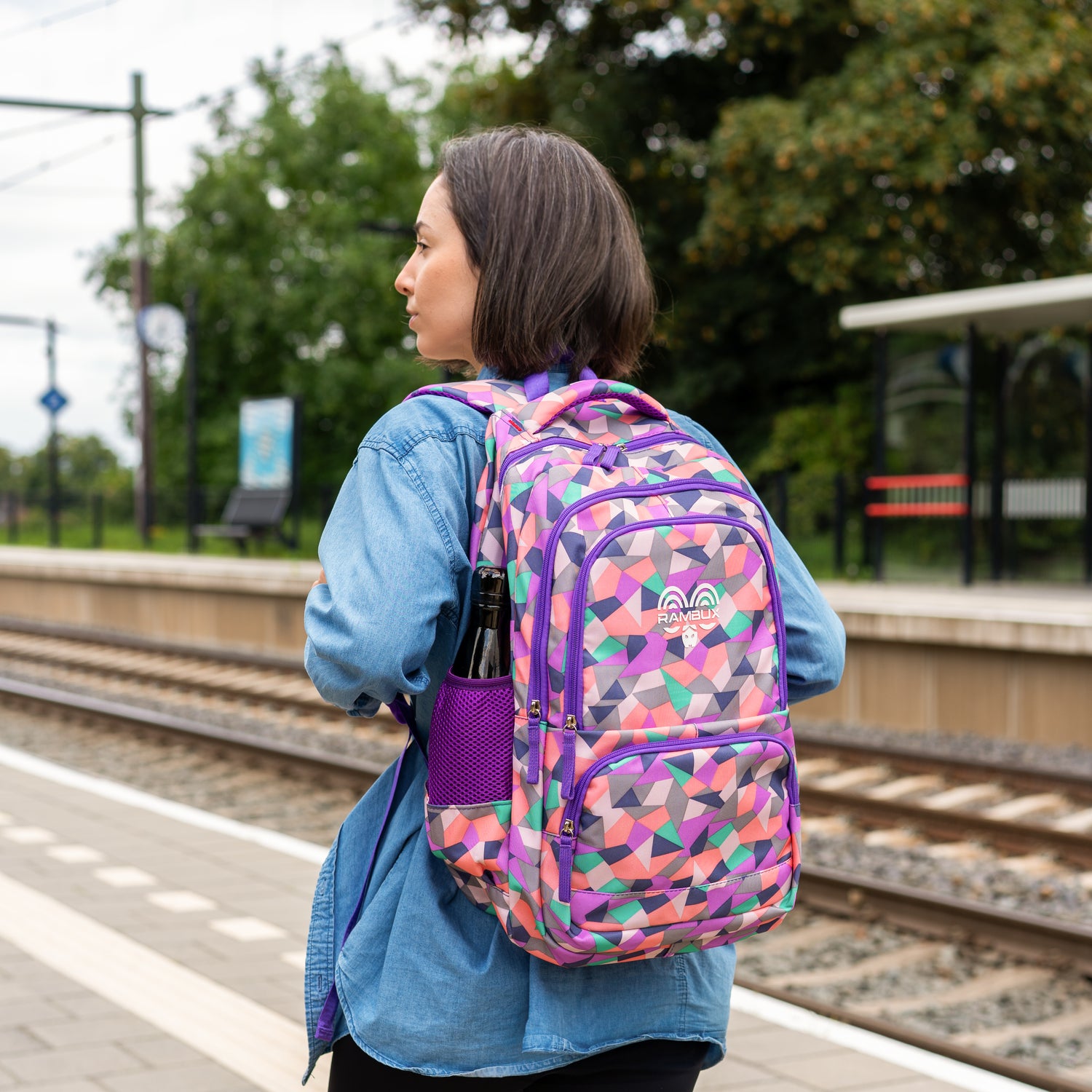 Schooltas Set - Paars Abstract - 3-delig RAMBUX