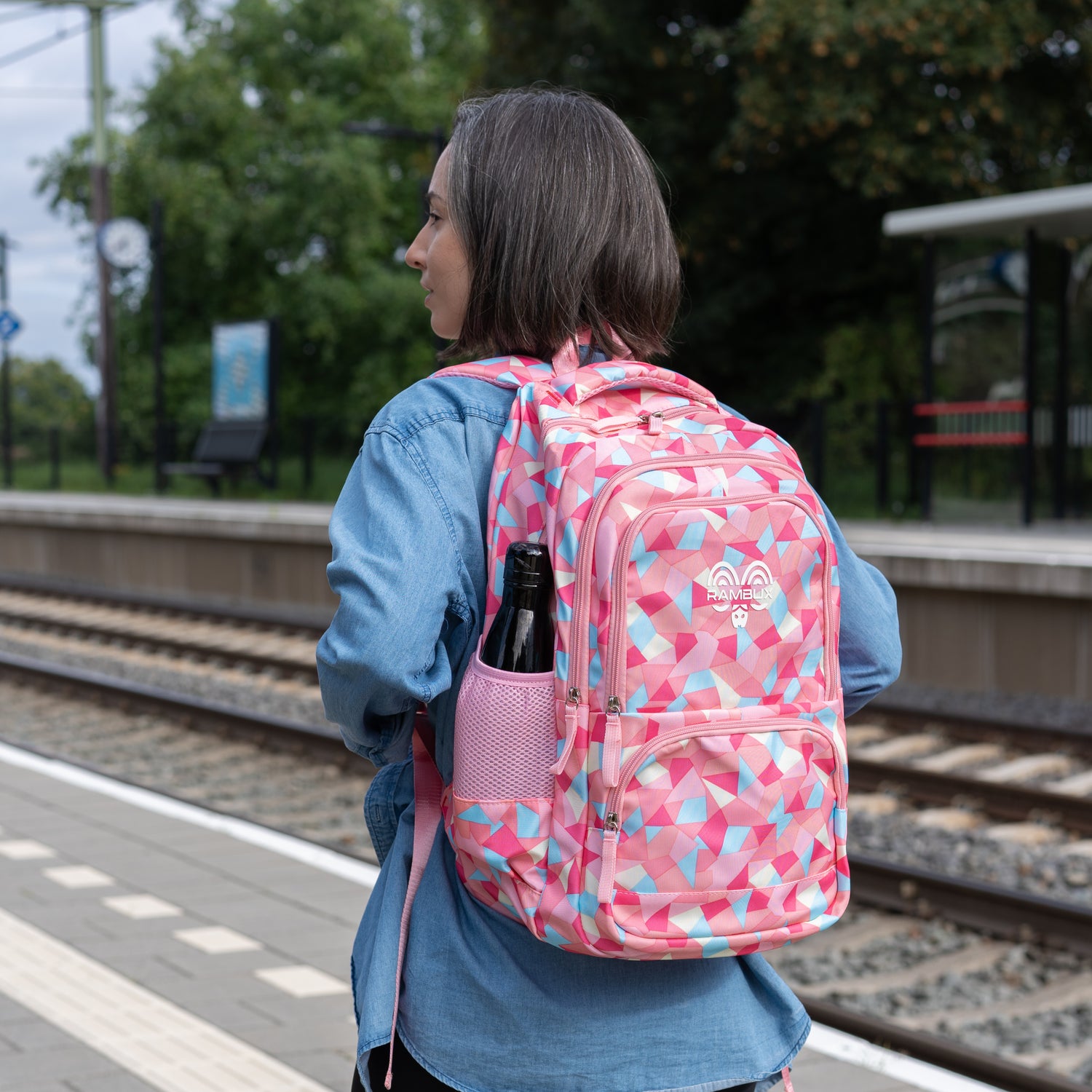 Schooltas Set - Roze Abstract - 3-delig RAMBUX