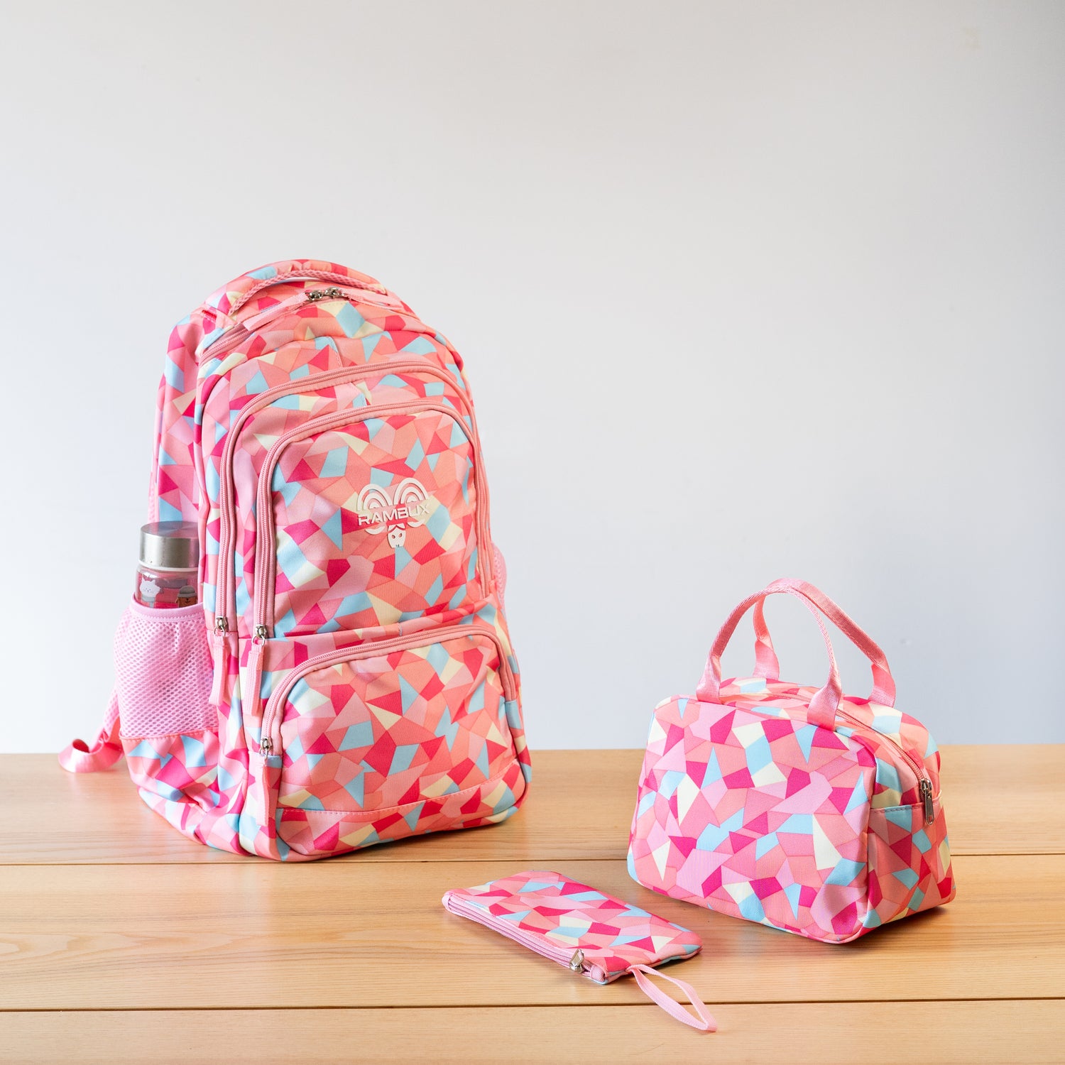 Schooltas Set - Roze Abstract - 3-delig RAMBUX