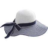 Zonnehoed Dames - Riet - Blauw-Wit RAMBUX