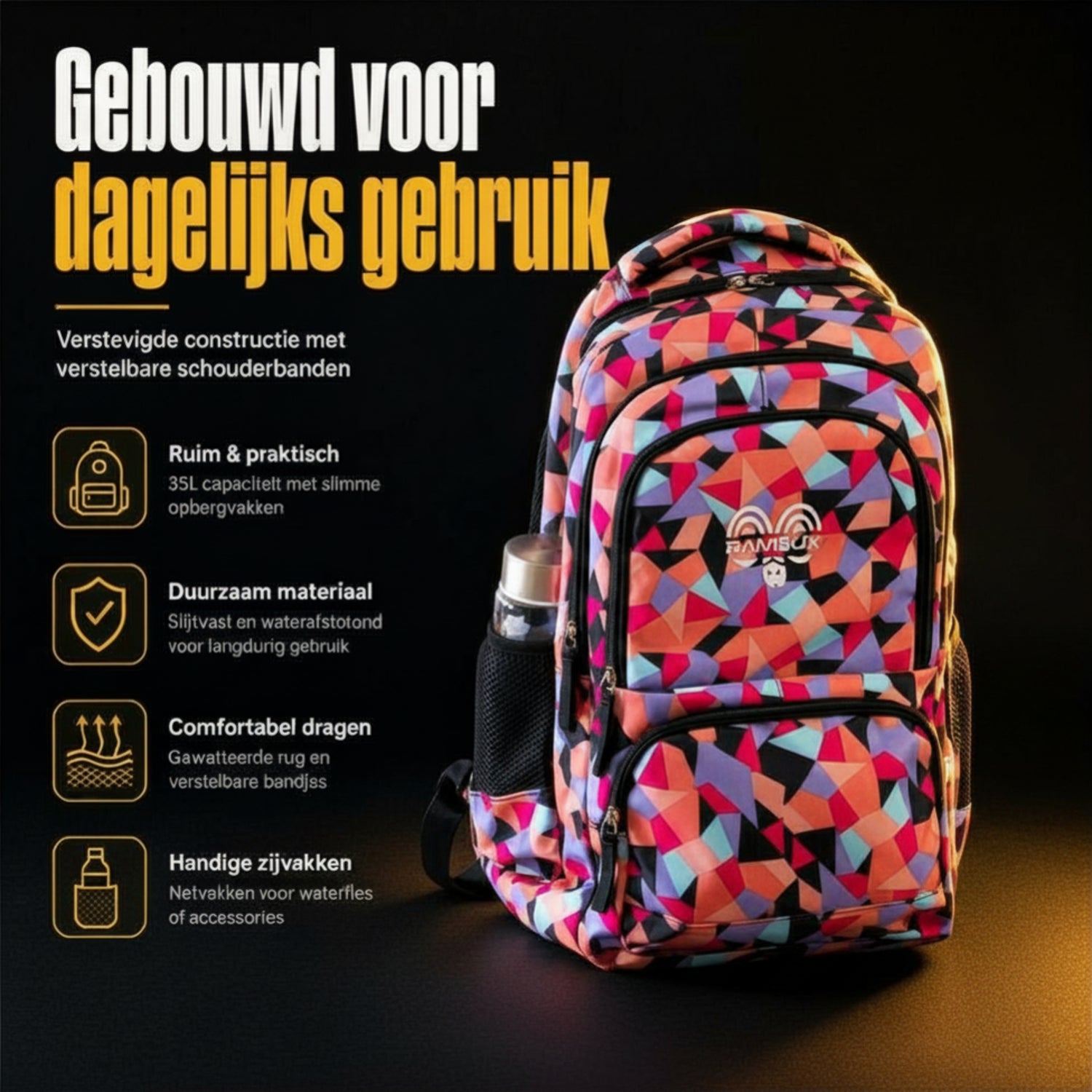 Cartable Abstrait Rose Rouge