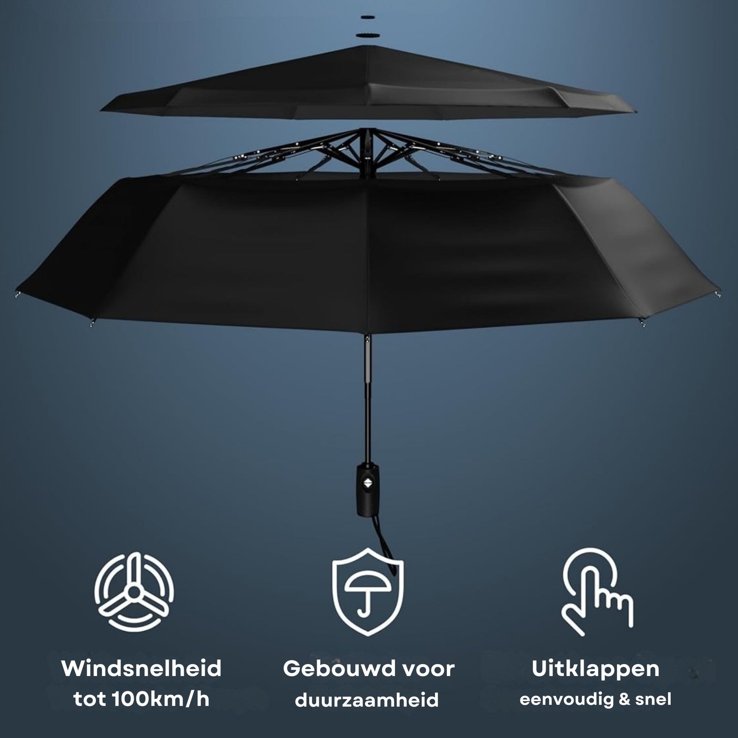 Stormparaplu - Windbestendig - Automatisch Opvouwbaar - Zwart