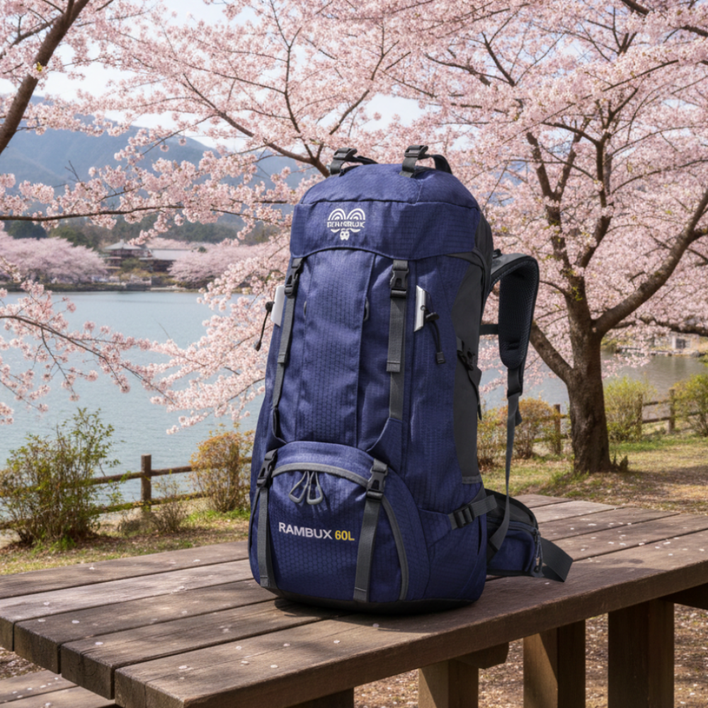 60L Trekking Rugzak Marineblauw