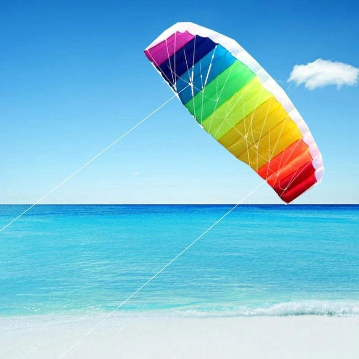 Vlieger - Regenboog Kleuren – 30 Meter Lijn - 140x60 cm